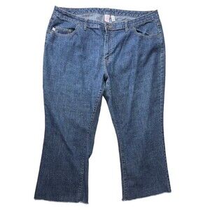Bobbie Brooks Dark Wash Raw Hem Wide Leg Stretch Crop Jeans Size 24